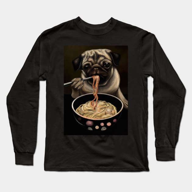 Dog eats Ramen Long Sleeve T-Shirt by maxcode